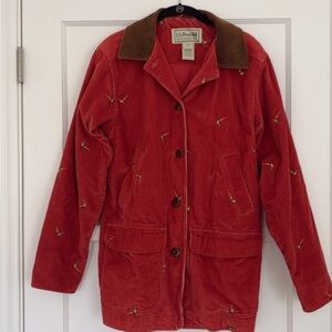 Vtg LL Bean embroidered corduroy barn coat